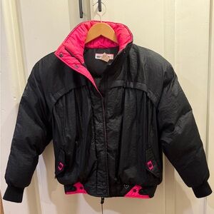 Obermeyer 80s Vintage Black & Pink Puffer Winter Jacket